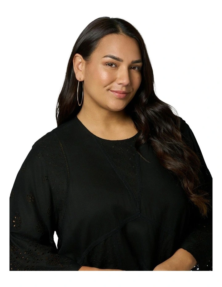 Rogue Broderie Mini Dress in Black image 6