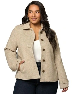 Masie Crop Coat in Oatmeal