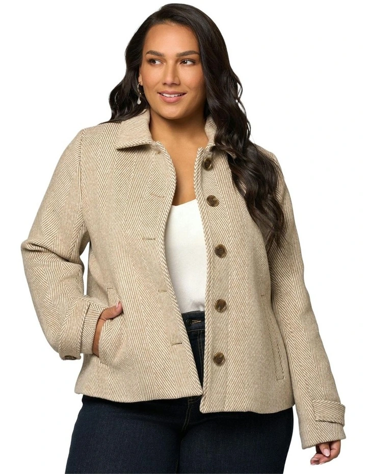 Masie Crop Coat in Oatmeal image 1