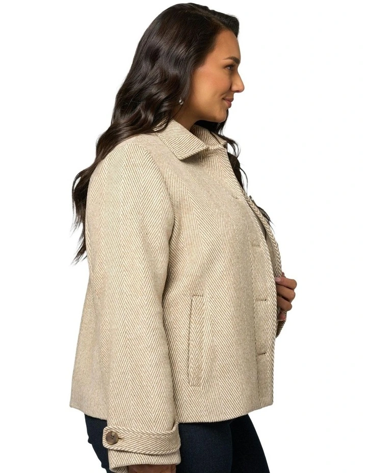 Masie Crop Coat in Oatmeal image 3