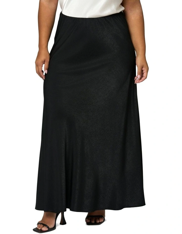 Luxe Satin Maxi Skirt in Black image 1