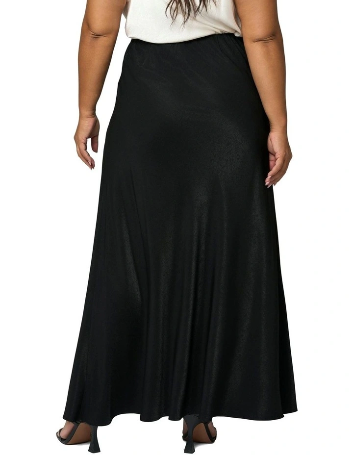 Luxe Satin Maxi Skirt in Black image 2