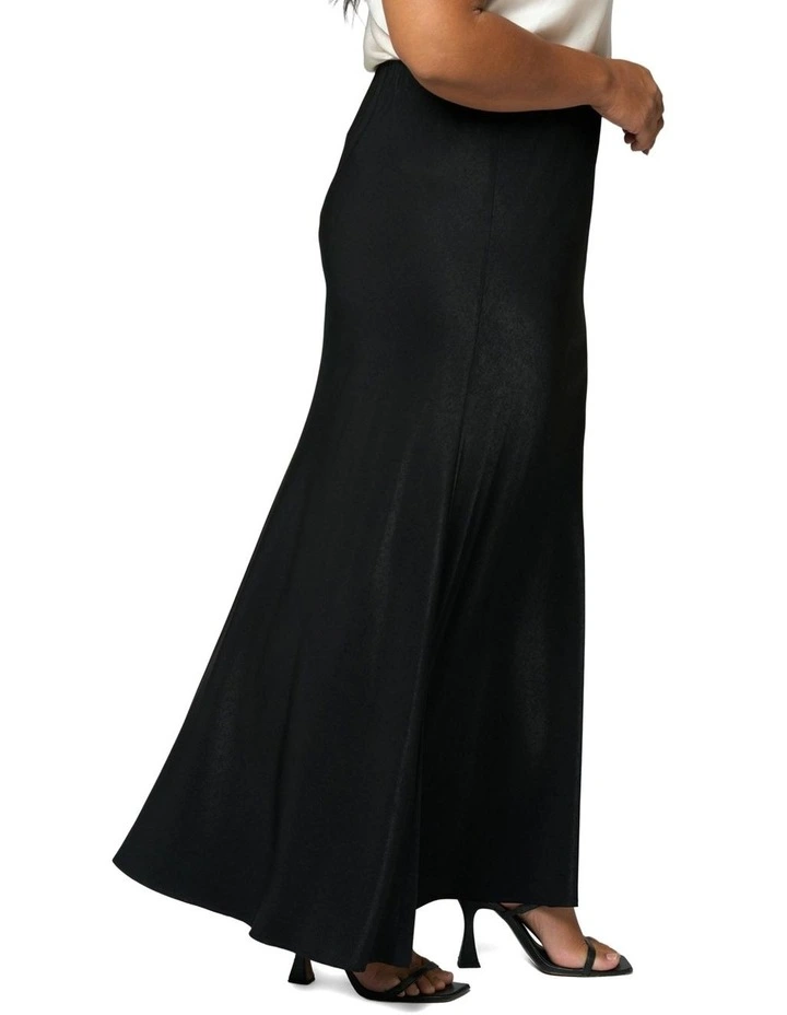 Luxe Satin Maxi Skirt in Black image 3