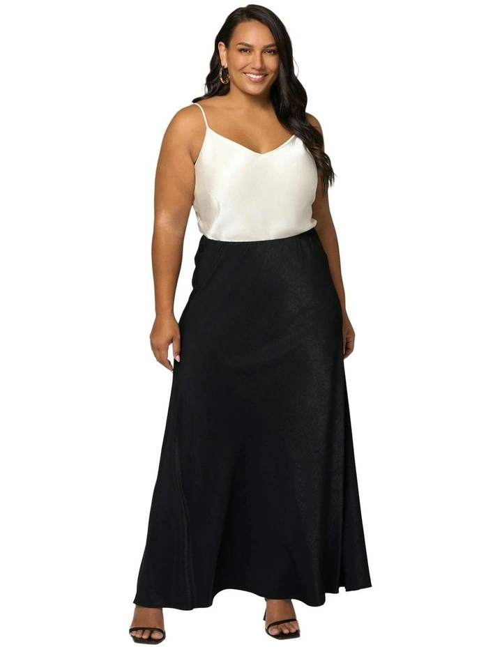 Luxe Satin Maxi Skirt in Black image 4