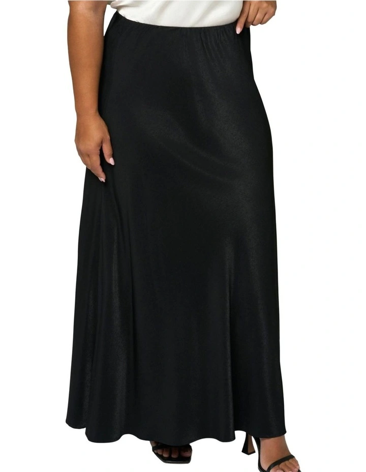Luxe Satin Maxi Skirt in Black image 6