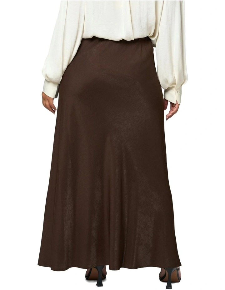 Luxe Satin Maxi Skirt in Chocolate image 2