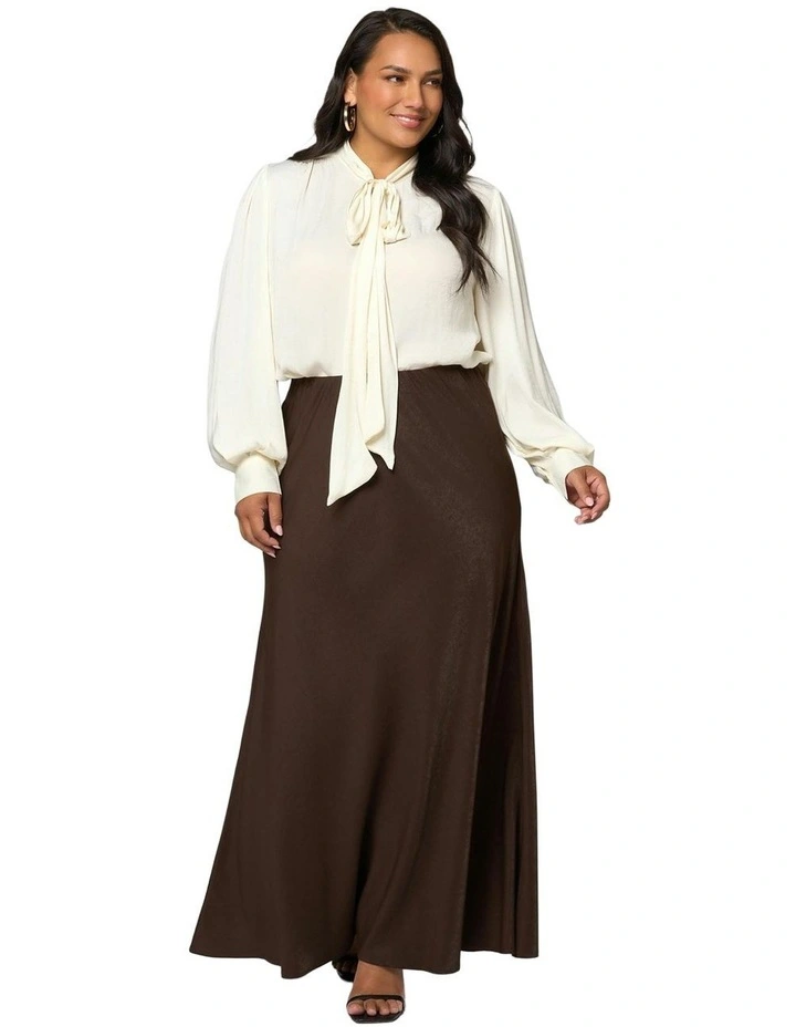 Luxe Satin Maxi Skirt in Chocolate image 4