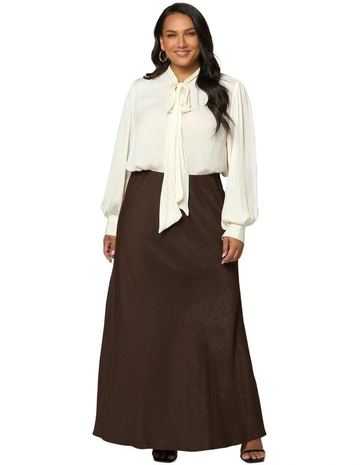 Luxe Satin Maxi Skirt in Chocolate image 5