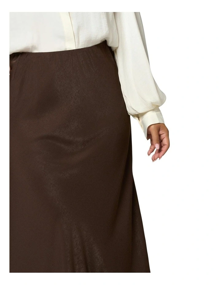 Luxe Satin Maxi Skirt in Chocolate image 6