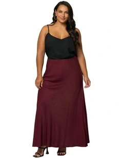 Luxe Satin Maxi Skirt in Burgundy