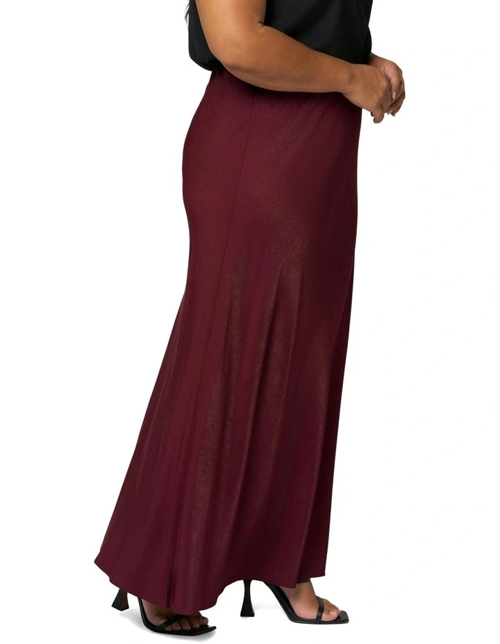 Luxe Satin Maxi Skirt in Burgundy image 3
