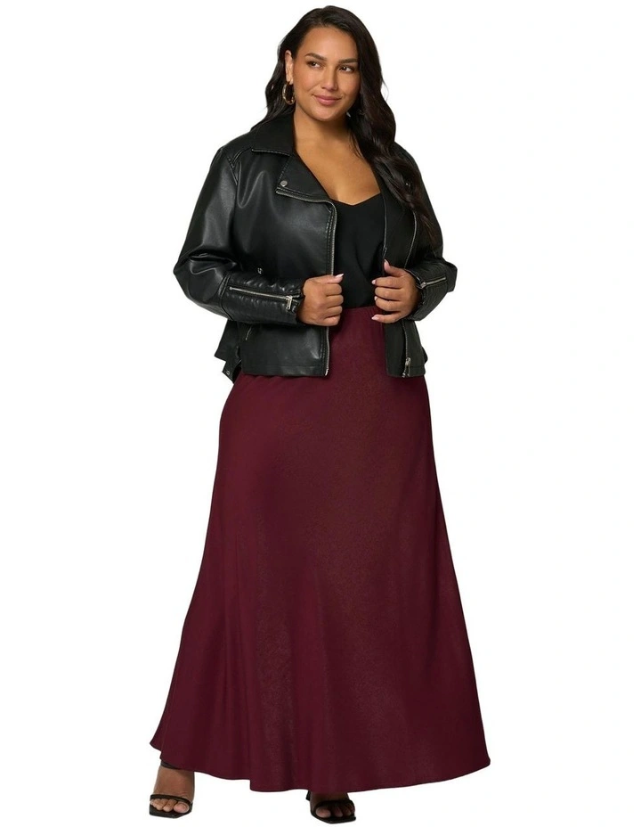 Luxe Satin Maxi Skirt in Burgundy image 4