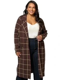 Orla Check Coatigan in Chocolate