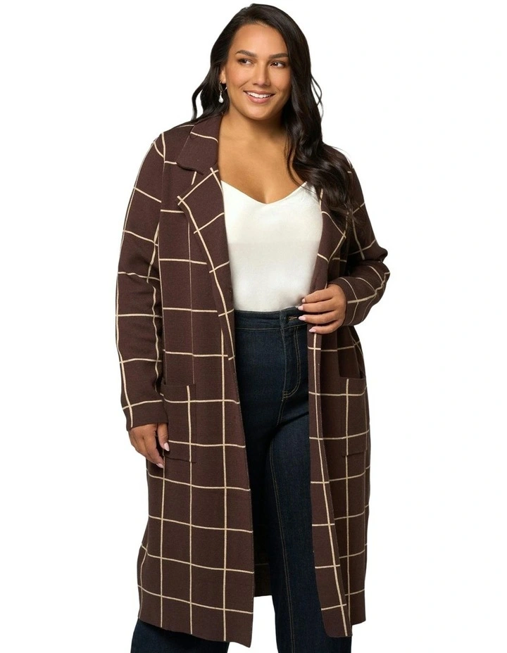 Orla Check Coatigan in Chocolate image 1