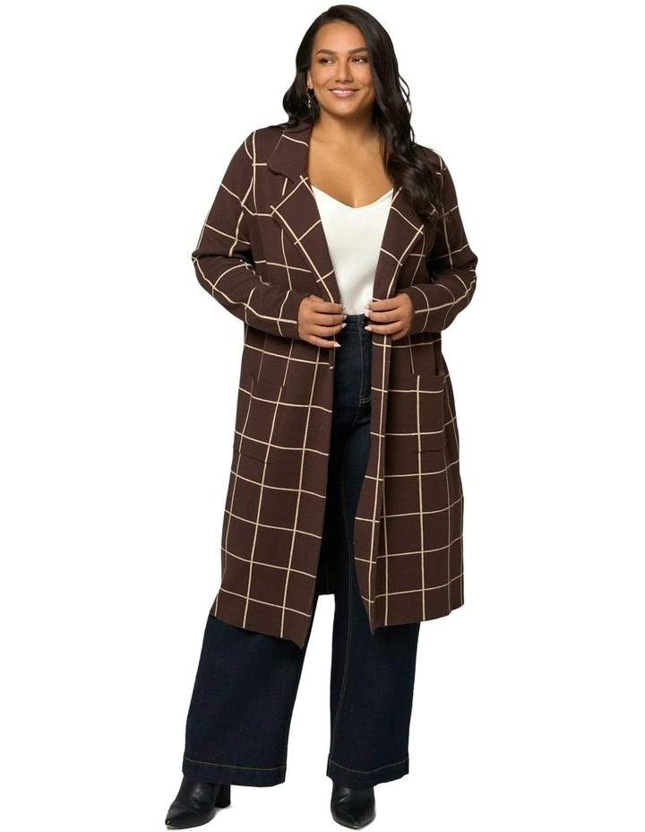 Orla Check Coatigan in Chocolate image 4