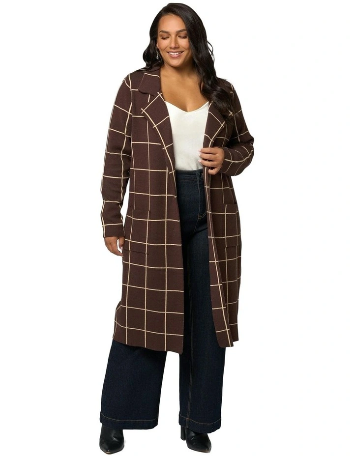 Orla Check Coatigan in Chocolate image 5