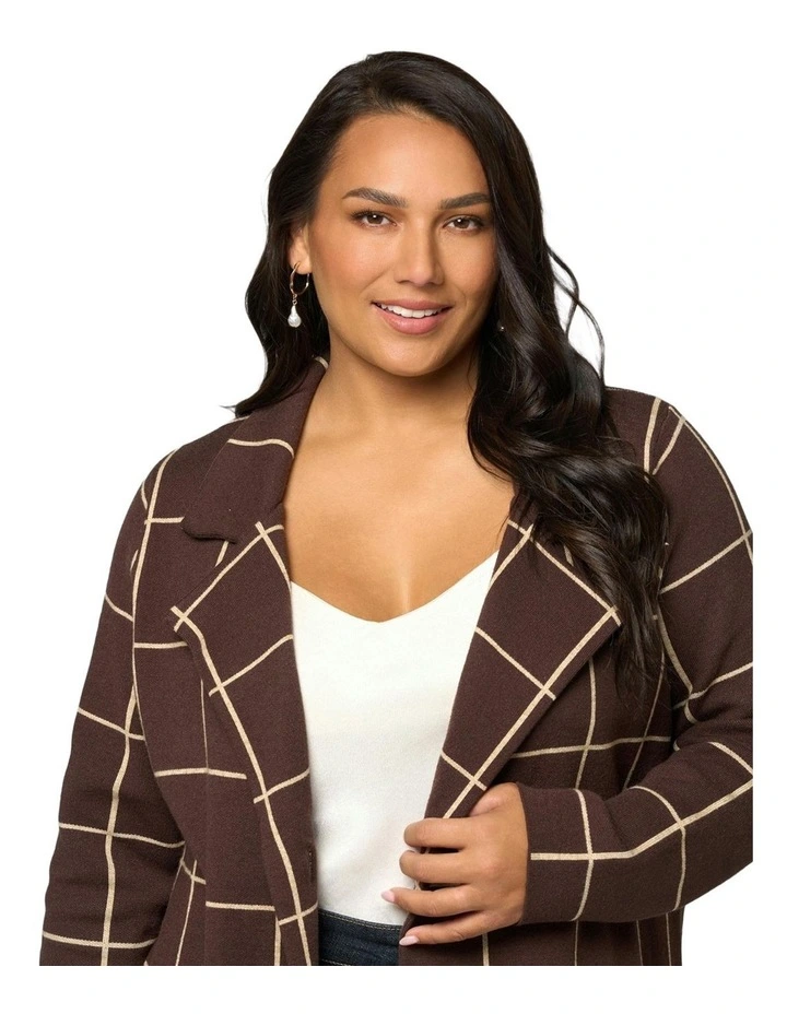 Orla Check Coatigan in Chocolate image 6