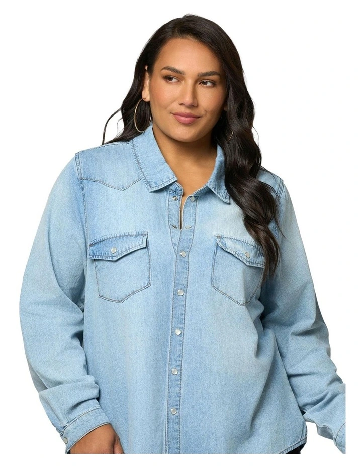 Lyric Denim Shirt in Blue image 5