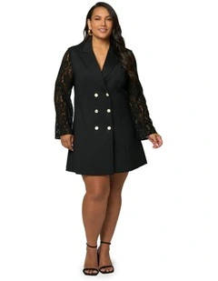 Envy Lace Tuxedo Mini Dress in Black