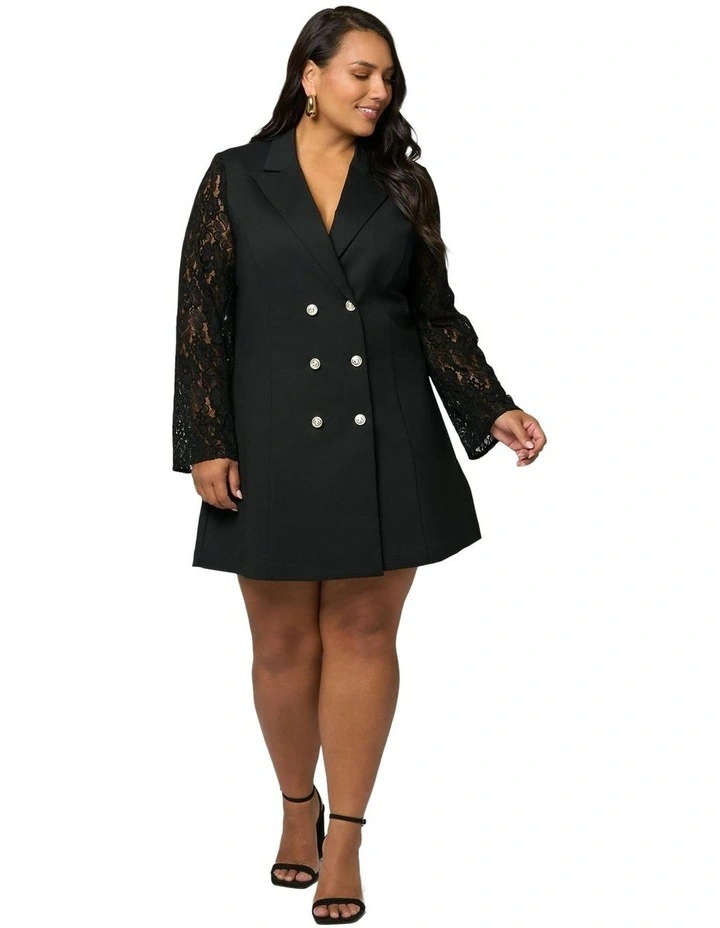 Envy Lace Tuxedo Mini Dress in Black image 4