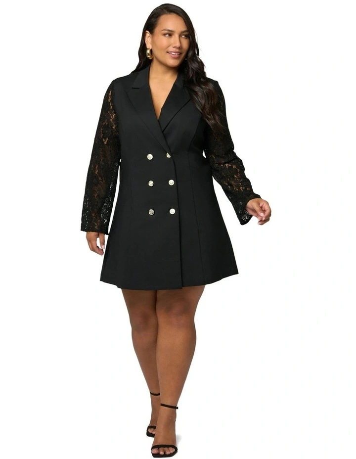 Envy Lace Tuxedo Mini Dress in Black image 5