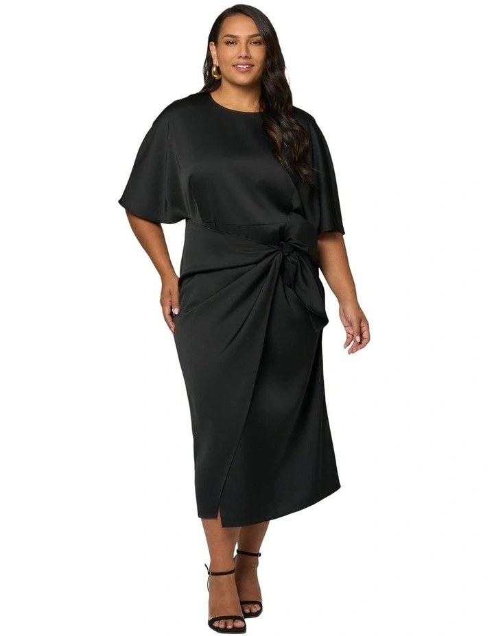 Act Up Satin Midi Dress in Black image 1
