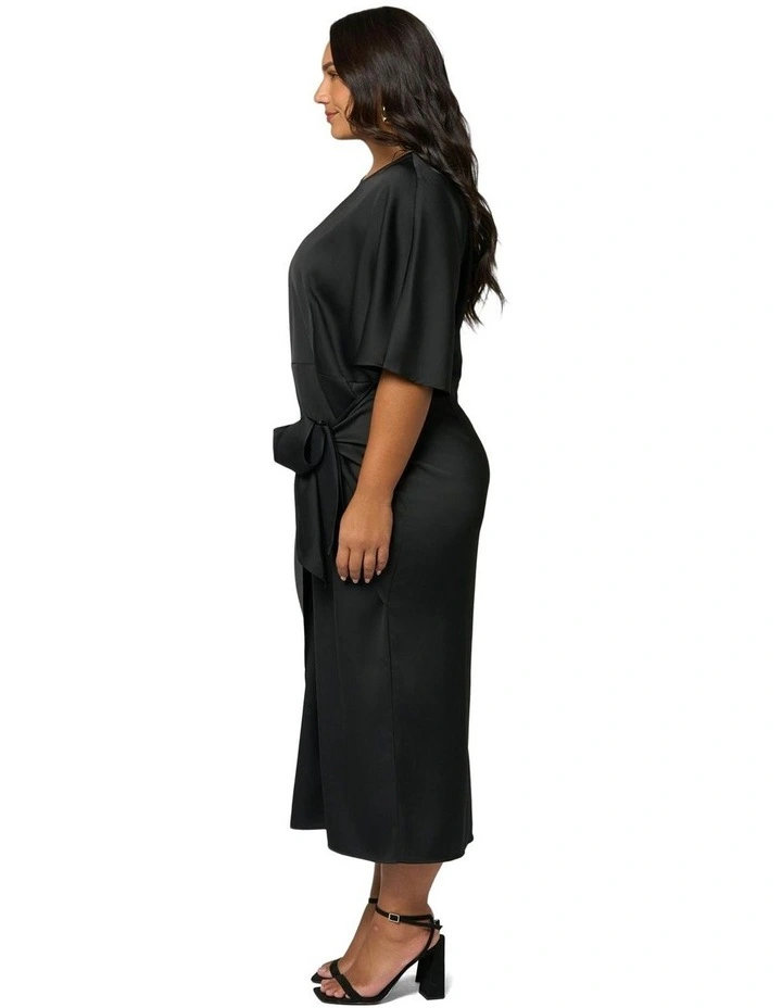 Act Up Satin Midi Dress in Black image 3
