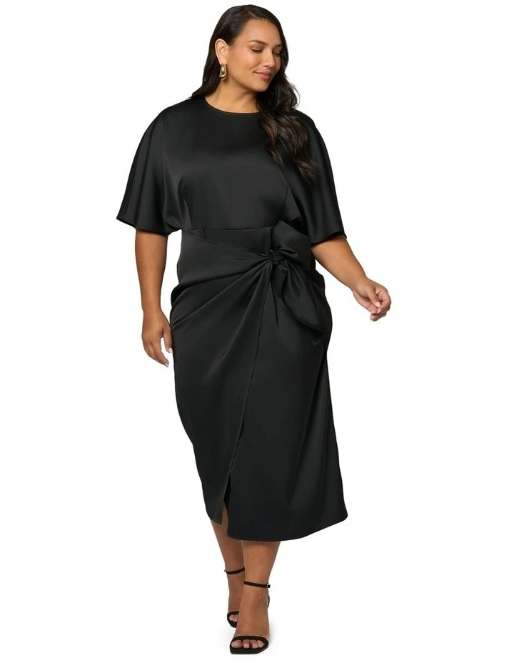 Act Up Satin Midi Dress in Black image 4