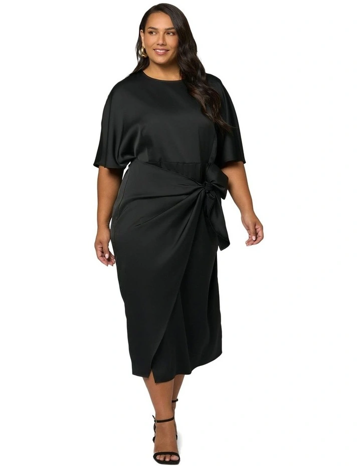 Act Up Satin Midi Dress in Black image 5