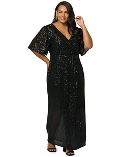 Lure Sequin Maxi Dress in Black