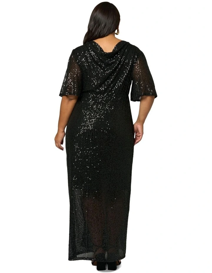 Lure Sequin Maxi Dress in Black image 2