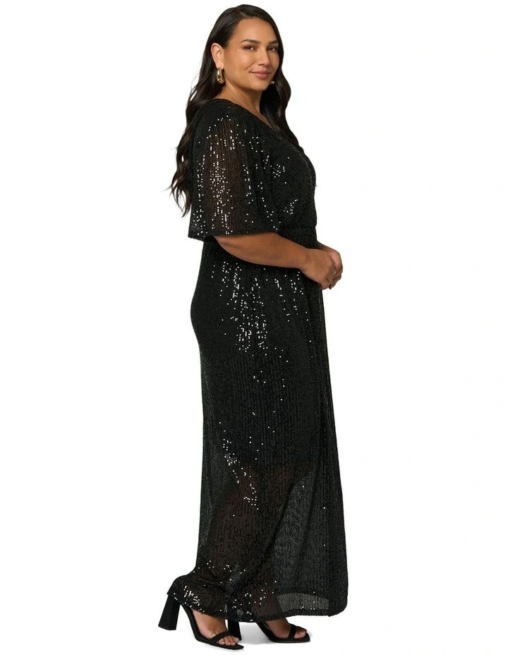 Lure Sequin Maxi Dress in Black image 3