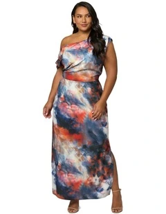 Phantom Maxi Satin Dress in Multi