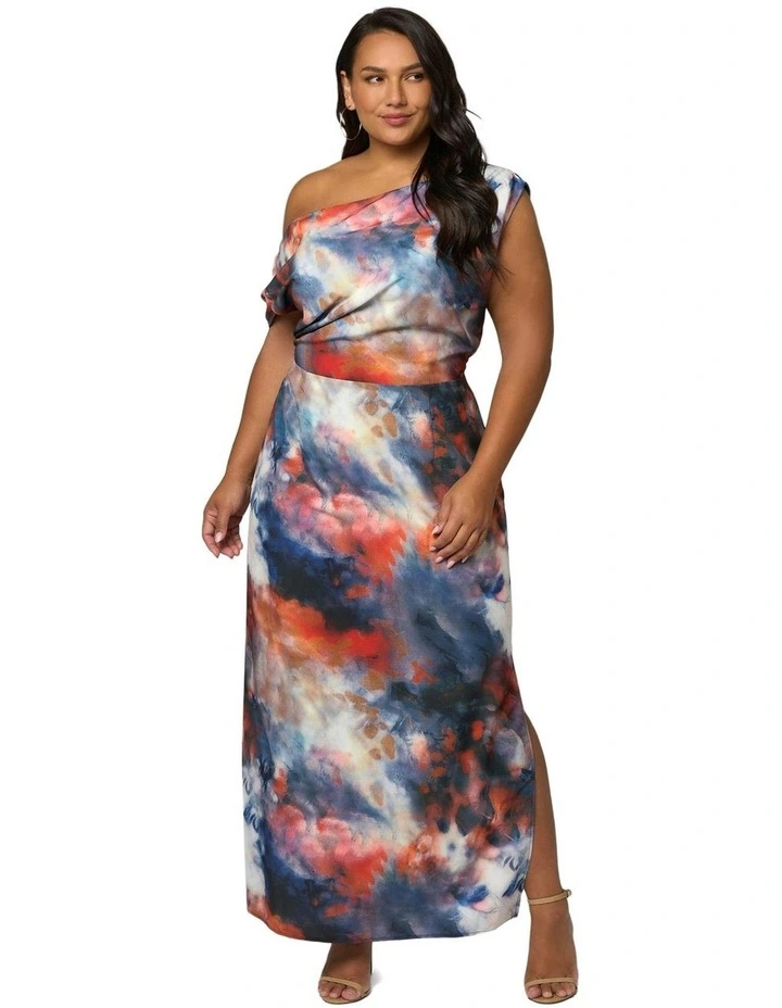 Phantom Maxi Satin Dress in Multi image 1