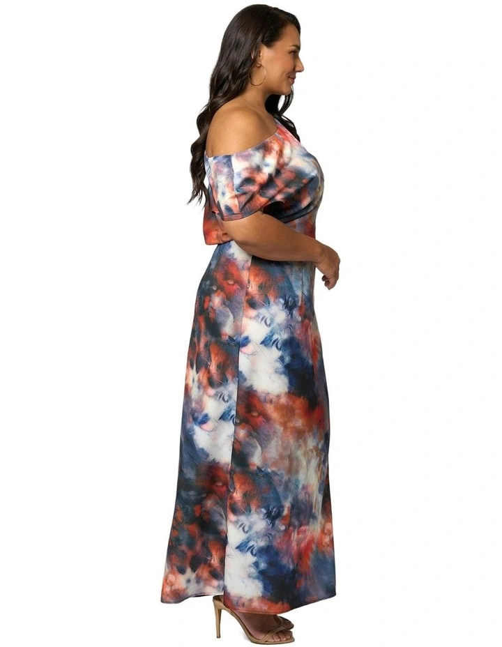Phantom Maxi Satin Dress in Multi image 3