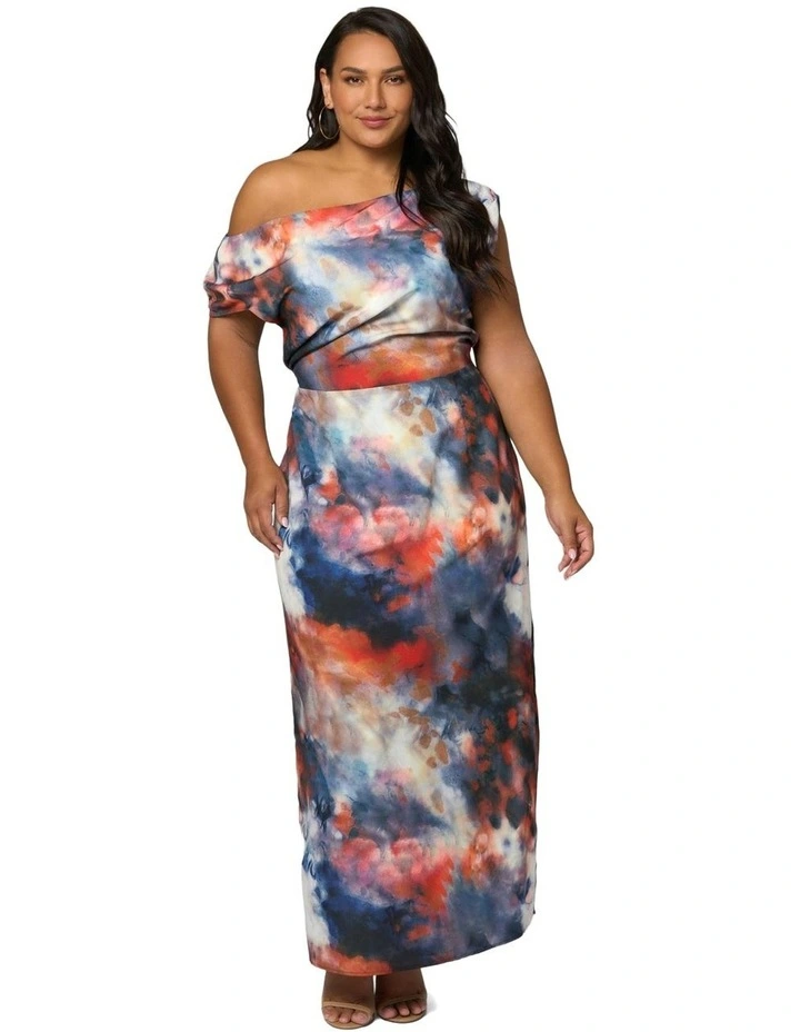 Phantom Maxi Satin Dress in Multi image 4