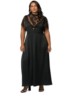 Mayhem Satin Maxi Dress in Black