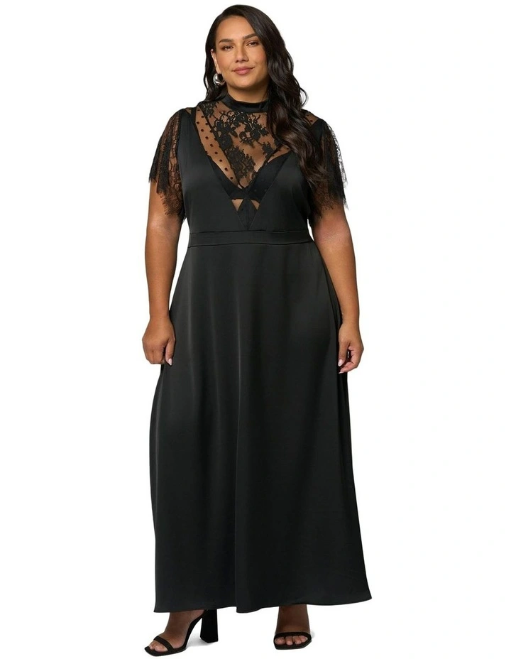 Mayhem Satin Maxi Dress in Black image 1