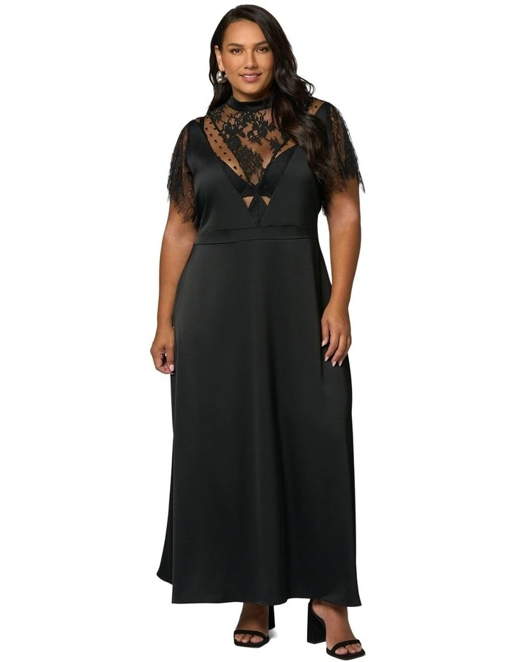 Mayhem Satin Maxi Dress in Black image 4