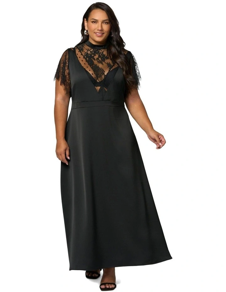 Mayhem Satin Maxi Dress in Black image 5