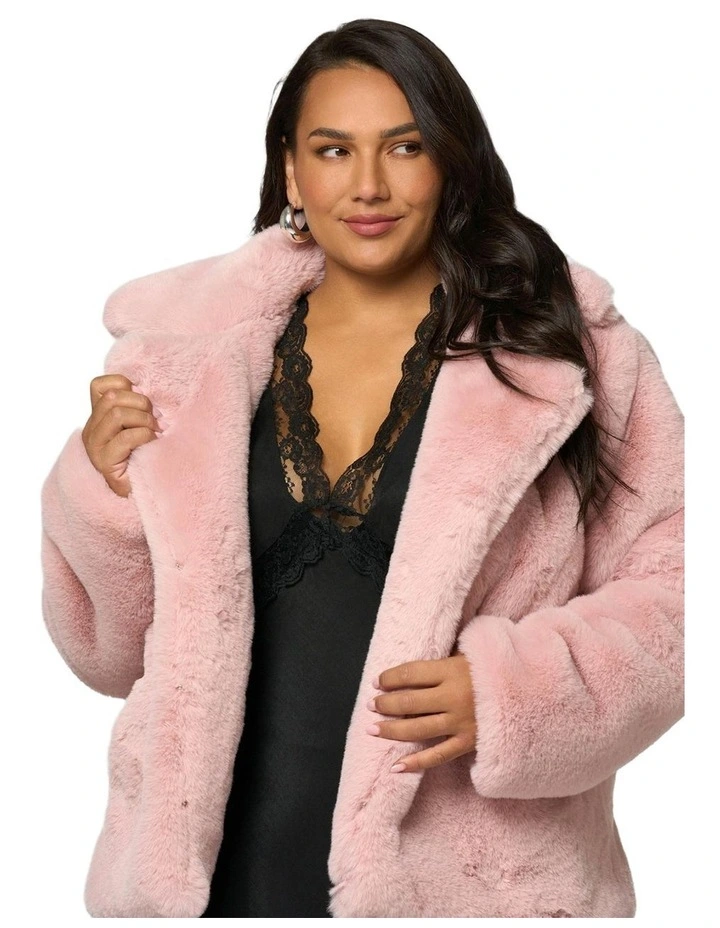 Midnight Aura Fur Jacket in Pink image 1