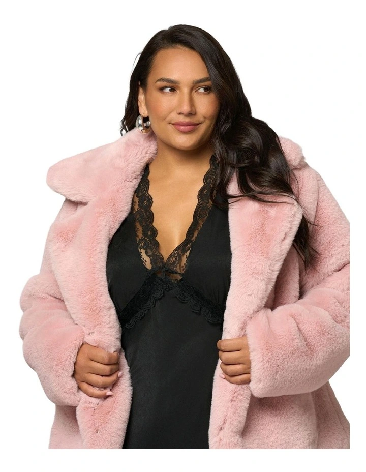 Midnight Aura Fur Jacket in Pink image 5