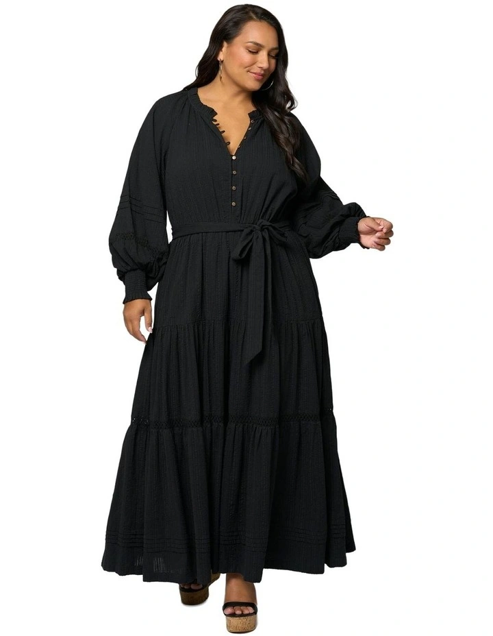 Bohemian Mirage Maxi Dress in Black image 1