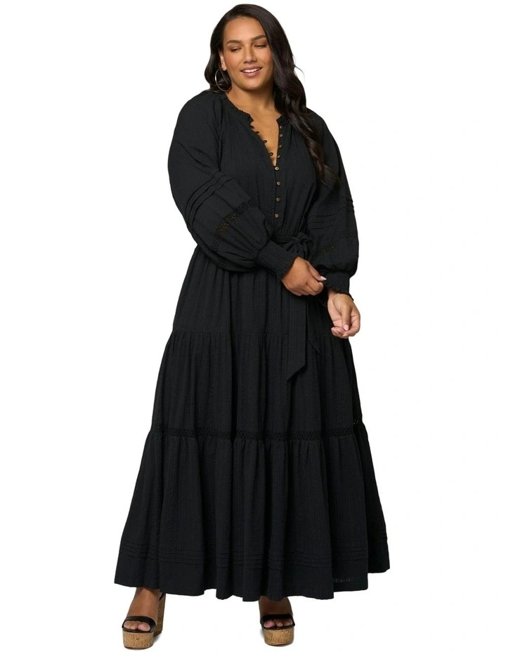 Bohemian Mirage Maxi Dress in Black image 5