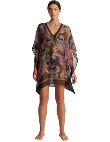 Bordado Paisley Poncho Poolside And Beach Cover Up in Multi
