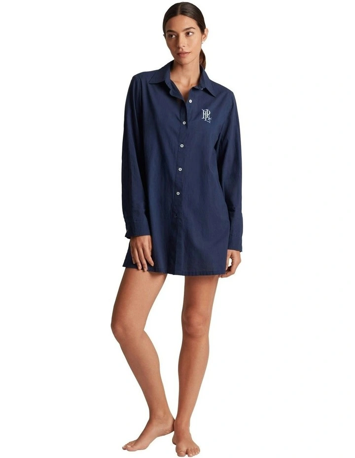 Organic Cotton Long Sleeve Beach Shirt in Dark Navy image 4