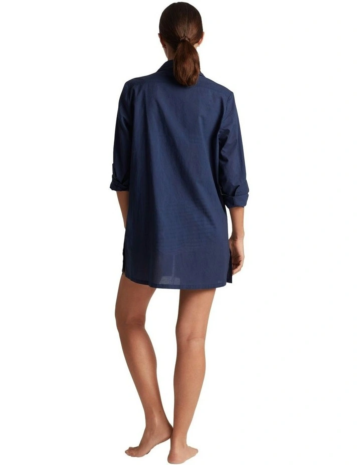 Organic Cotton Long Sleeve Beach Shirt in Dark Navy image 5