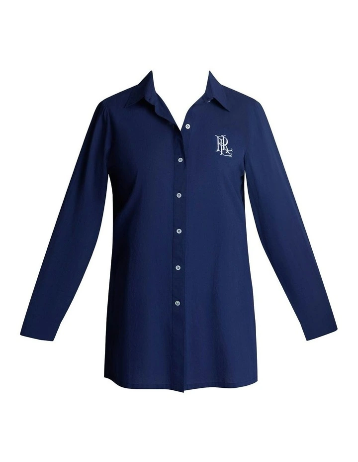 Organic Cotton Long Sleeve Beach Shirt in Dark Navy image 7