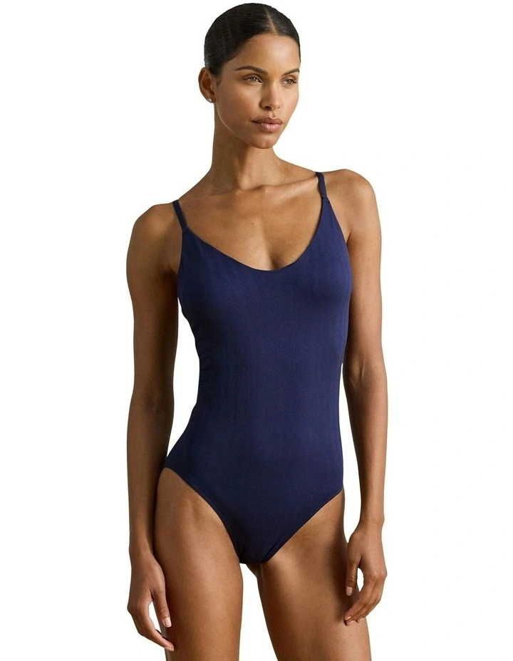 Herringbone Seamless Lingerie Bodysuit in Navy image 1