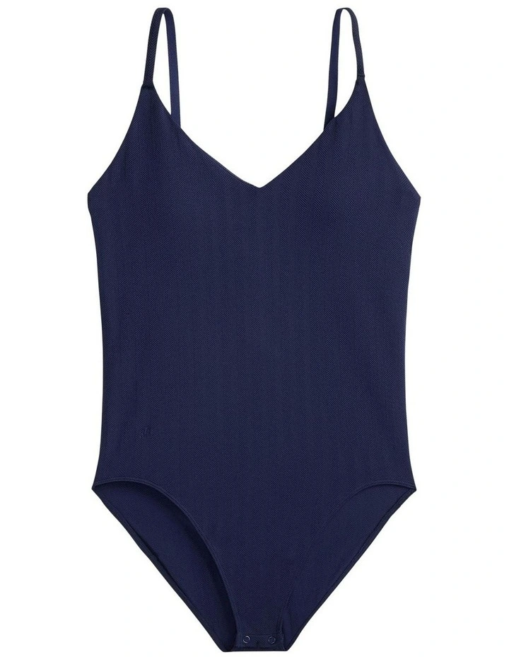 Herringbone Seamless Lingerie Bodysuit in Navy image 5